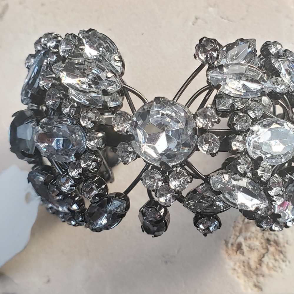 Rhinestone Set Adjustable Cuff Bracelet - image 1